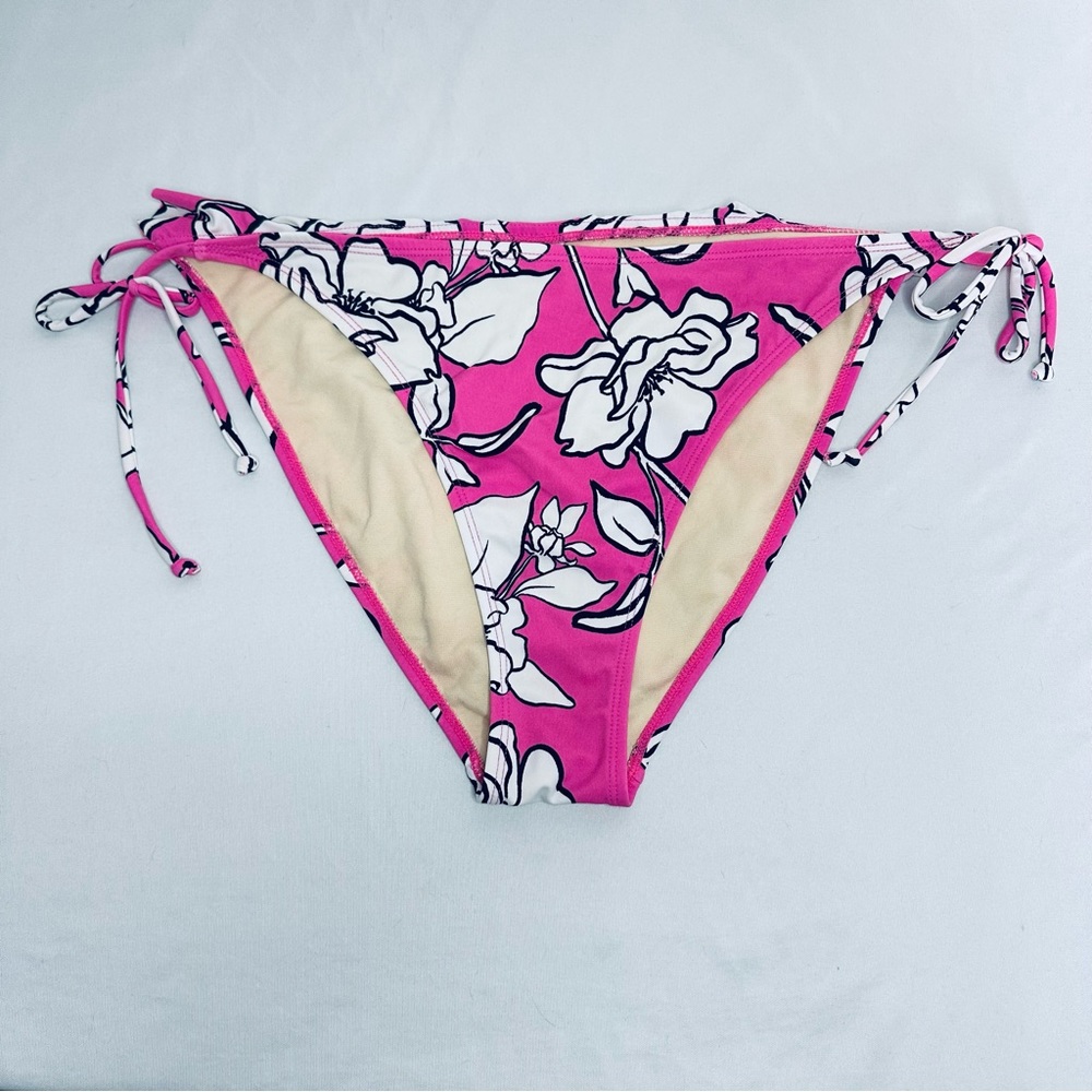Swimsuits For All Side Tie Bikini Bottoms - Hot Pink Floral